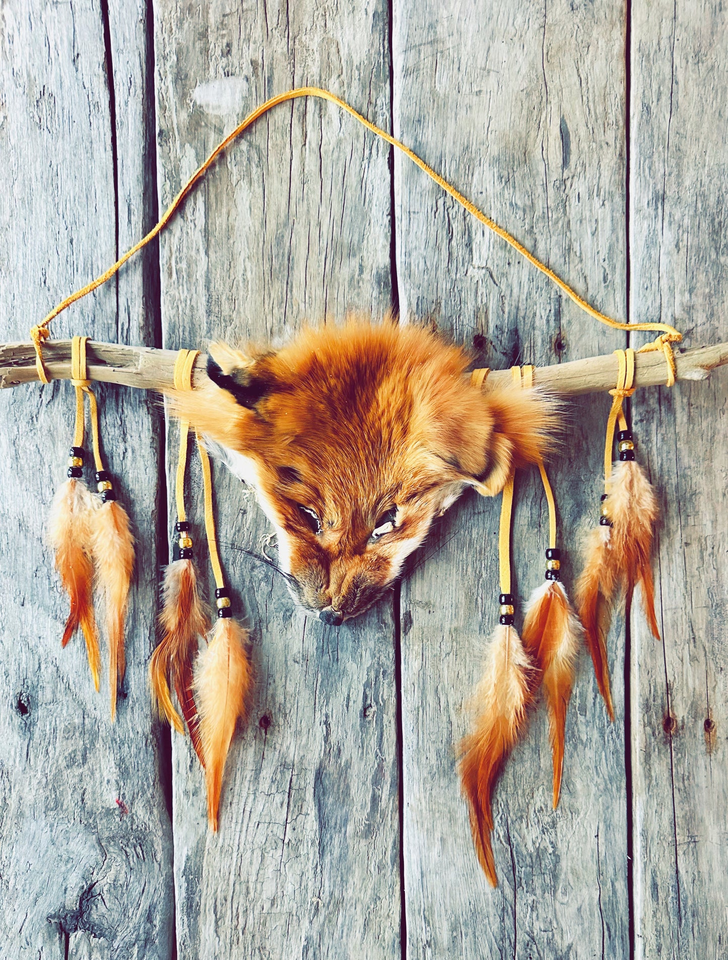 Décoration en bois de grève et tête de renard : une pièce unique inspirée de la nature